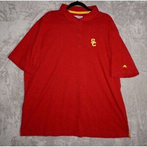 Tommy Bahama USC Trojans Polo Shirt Cardinal Red XXXL 3XL Logo Embroidered Short
